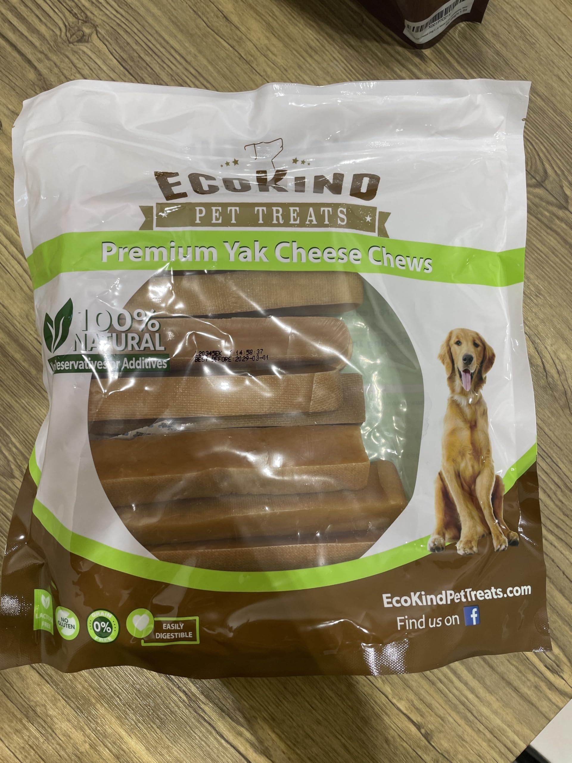 EcoKind Premium Gold Yak Cheese Himalaya: trozos masticables que apoyan la limpieza dental y el juego.