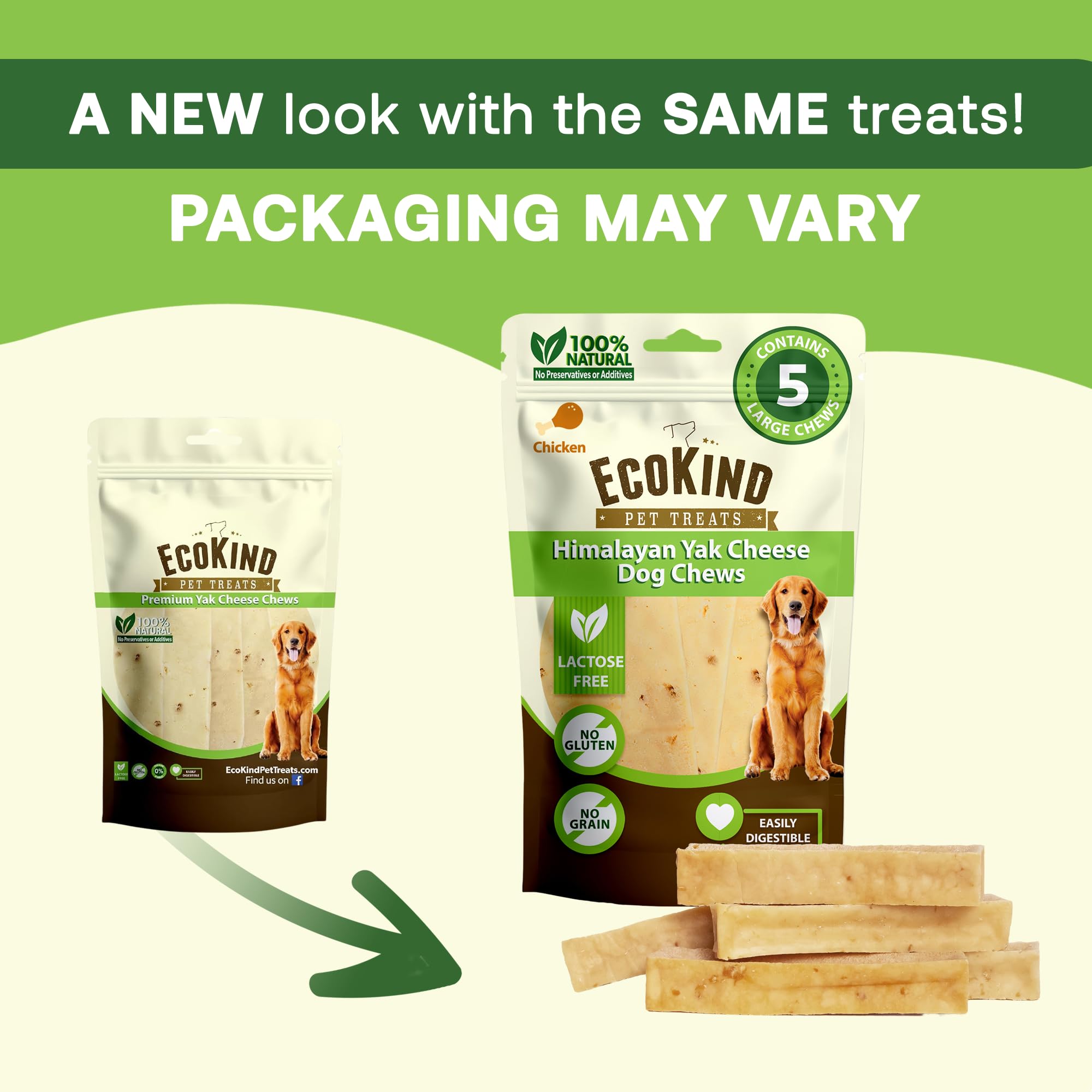 EcoKind Yak Cheese Himalayan, sabor pollo y proteína natural para perros grandes.
