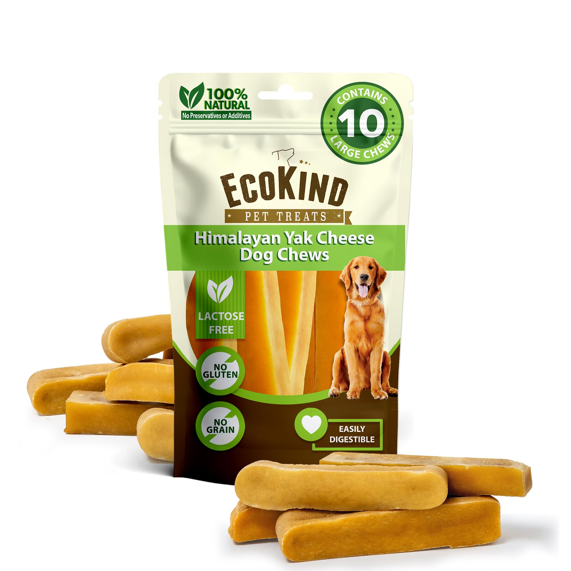EcoKind Premium Gold Yak Cheese Himalayan en empaque, ideal para masticación prolongada