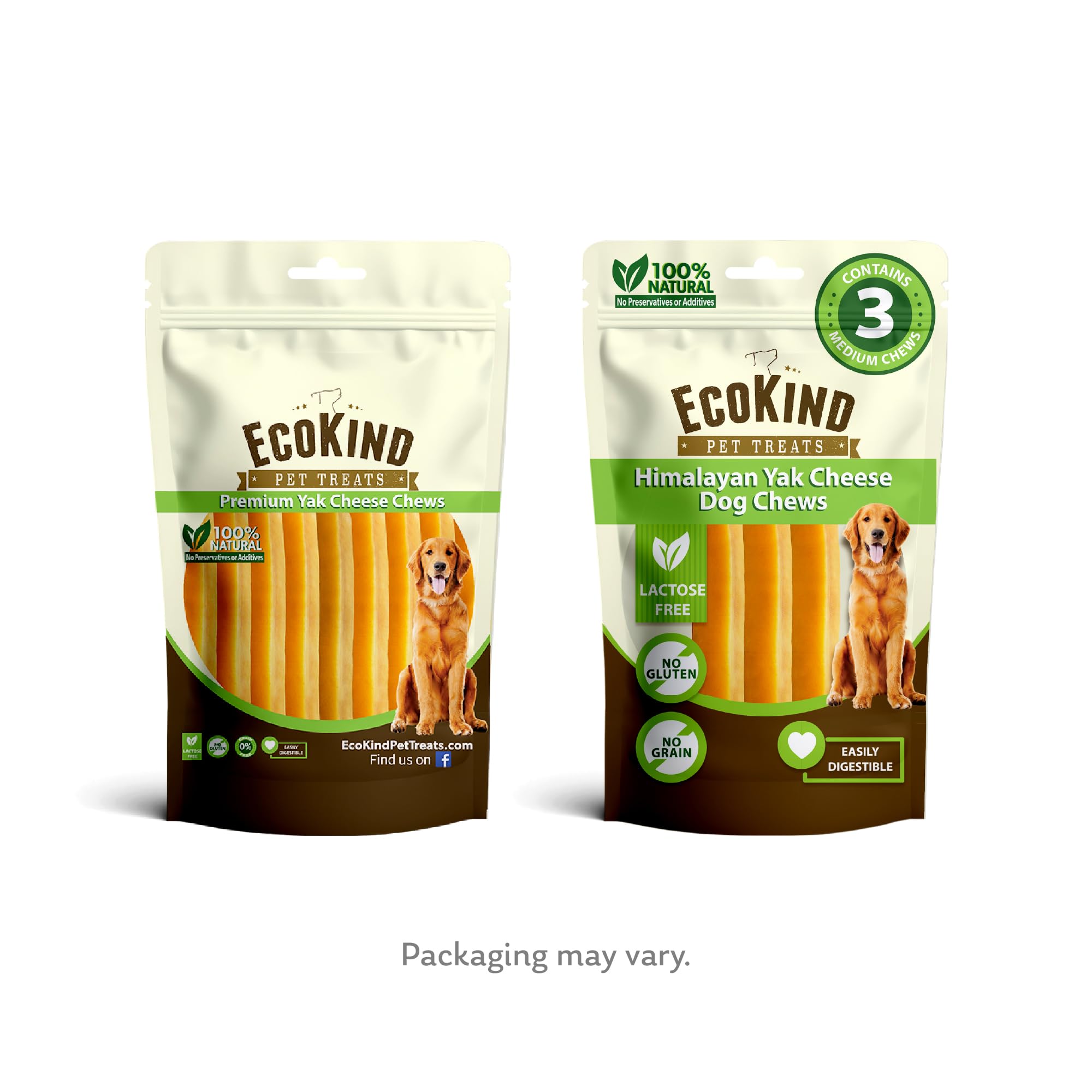EcoKind Premium Gold Yak Chews de Nepal: sabor auténtico y masticación duradera.