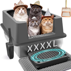 Bandeja Ecsdsvsd XXXXL en acero inoxidable, vista frontal, ideal para gatos grandes.
