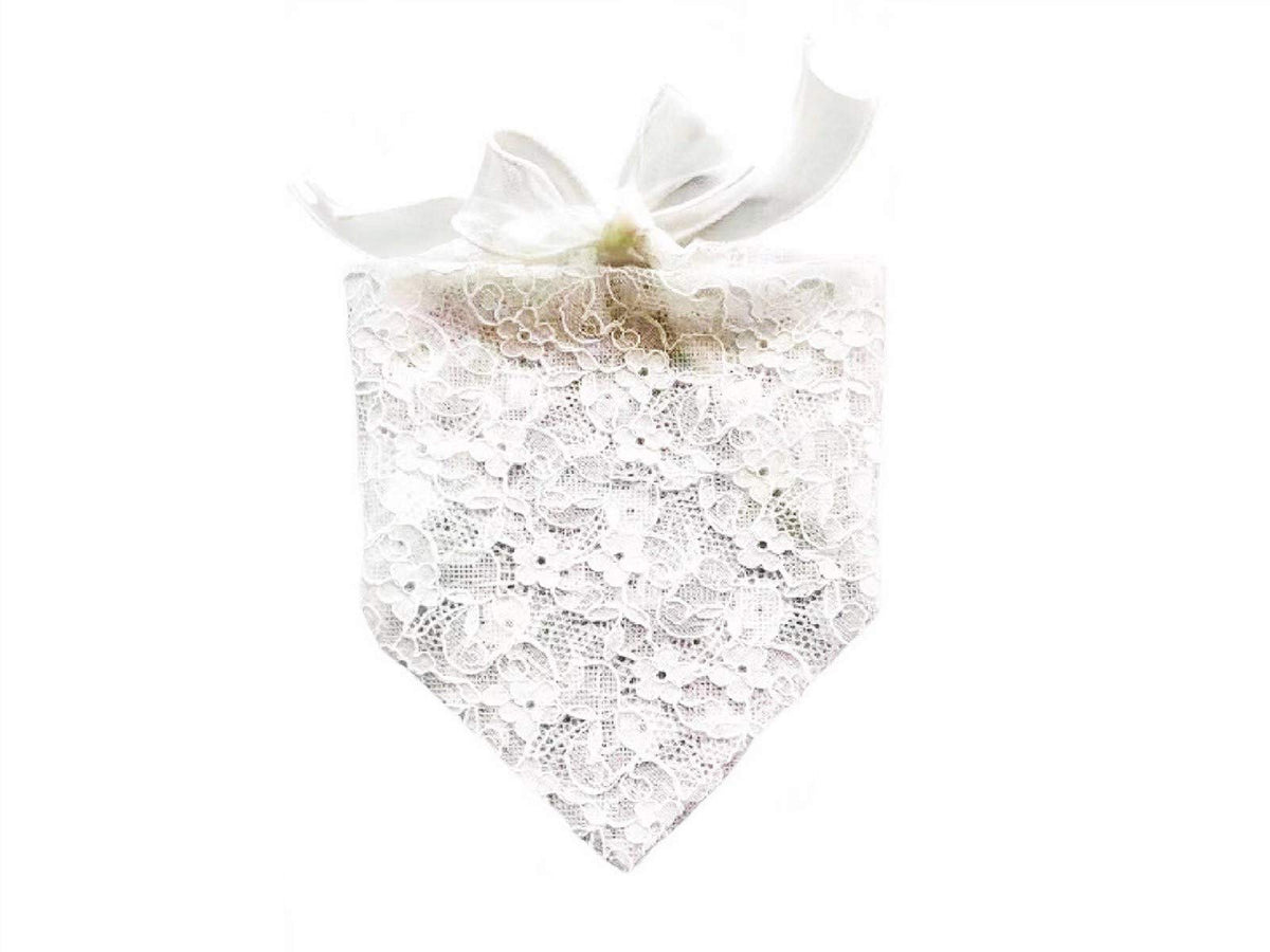 Bandana de boda EechicSpace en encaje blanco para sesión de fotos.