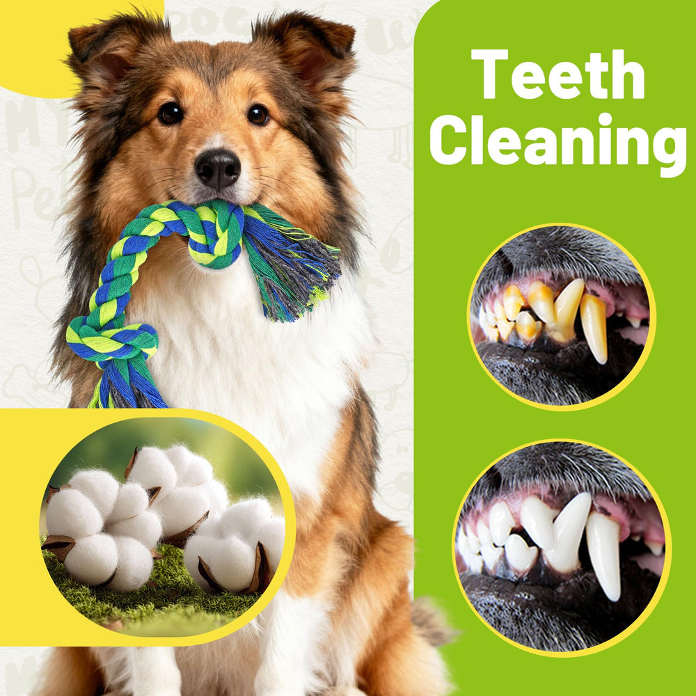 Juguete de cuerda natural Eefitoys ayuda a limpiar entre dientes durante la masticación.