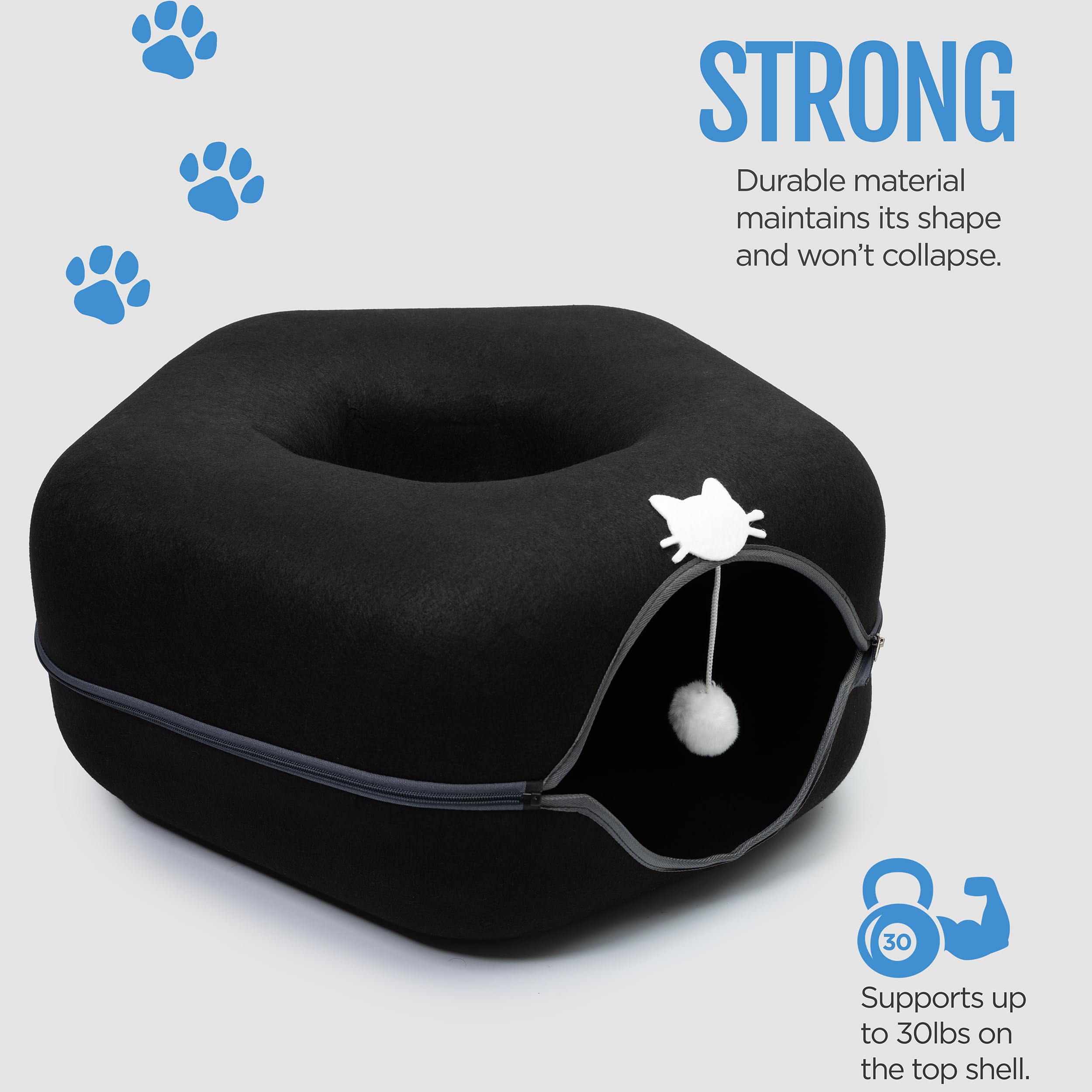 Diseño desmontable y lavable de la cama cueva EES para limpieza rápida.
