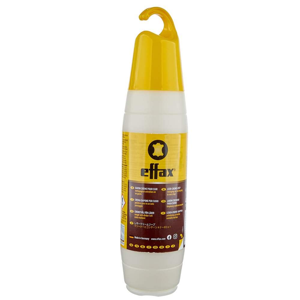 Effax aplicación sin agua con esponja, ideal para mantenimiento rápido del cuero.