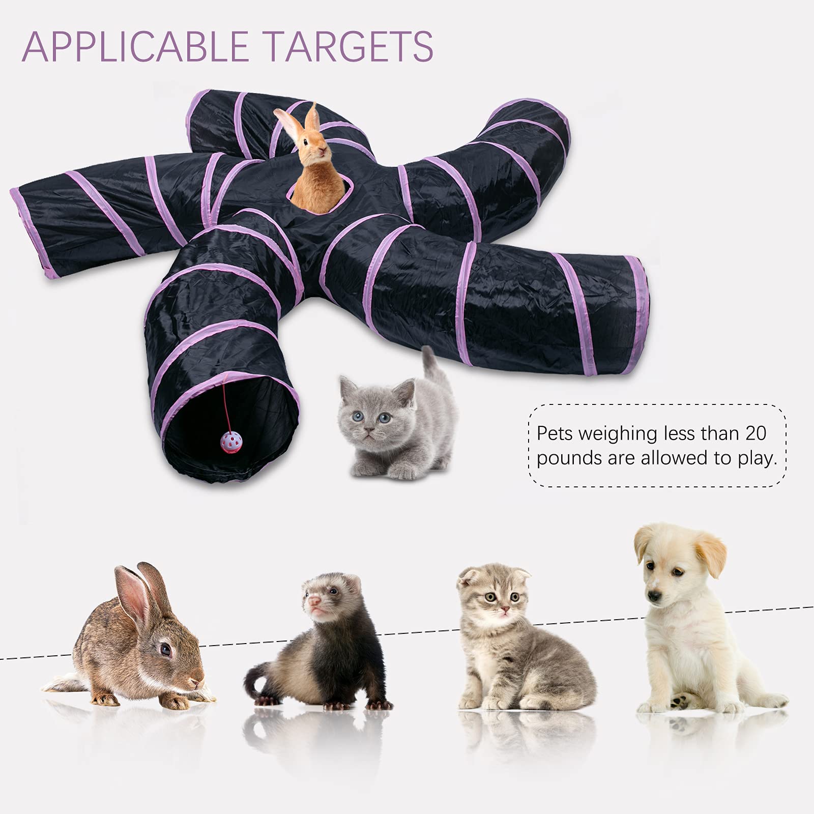 Túnel para gatos con diseño plegable de EGETOTA: guardado fácil