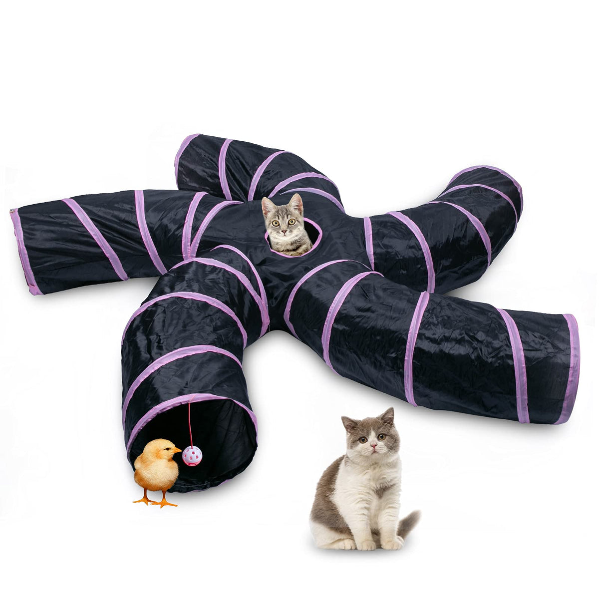 Túnel de gato EGETOTA con bola: diversión interactiva para felinos en casa