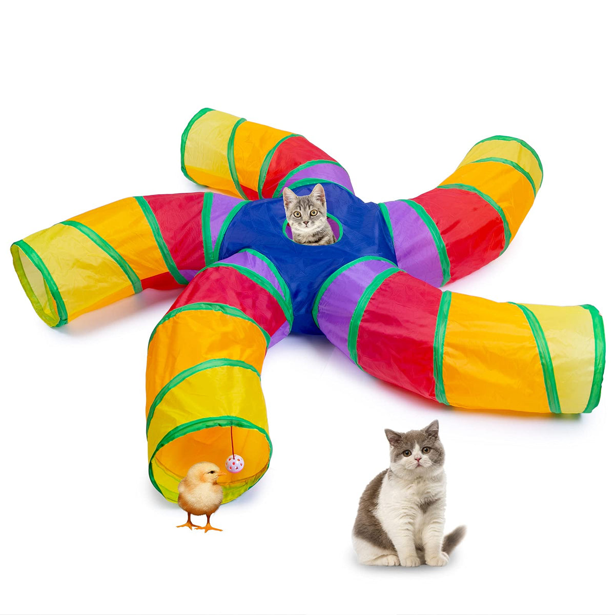 EGETOTA túnel para gatos con bola de juego para diversión segura.