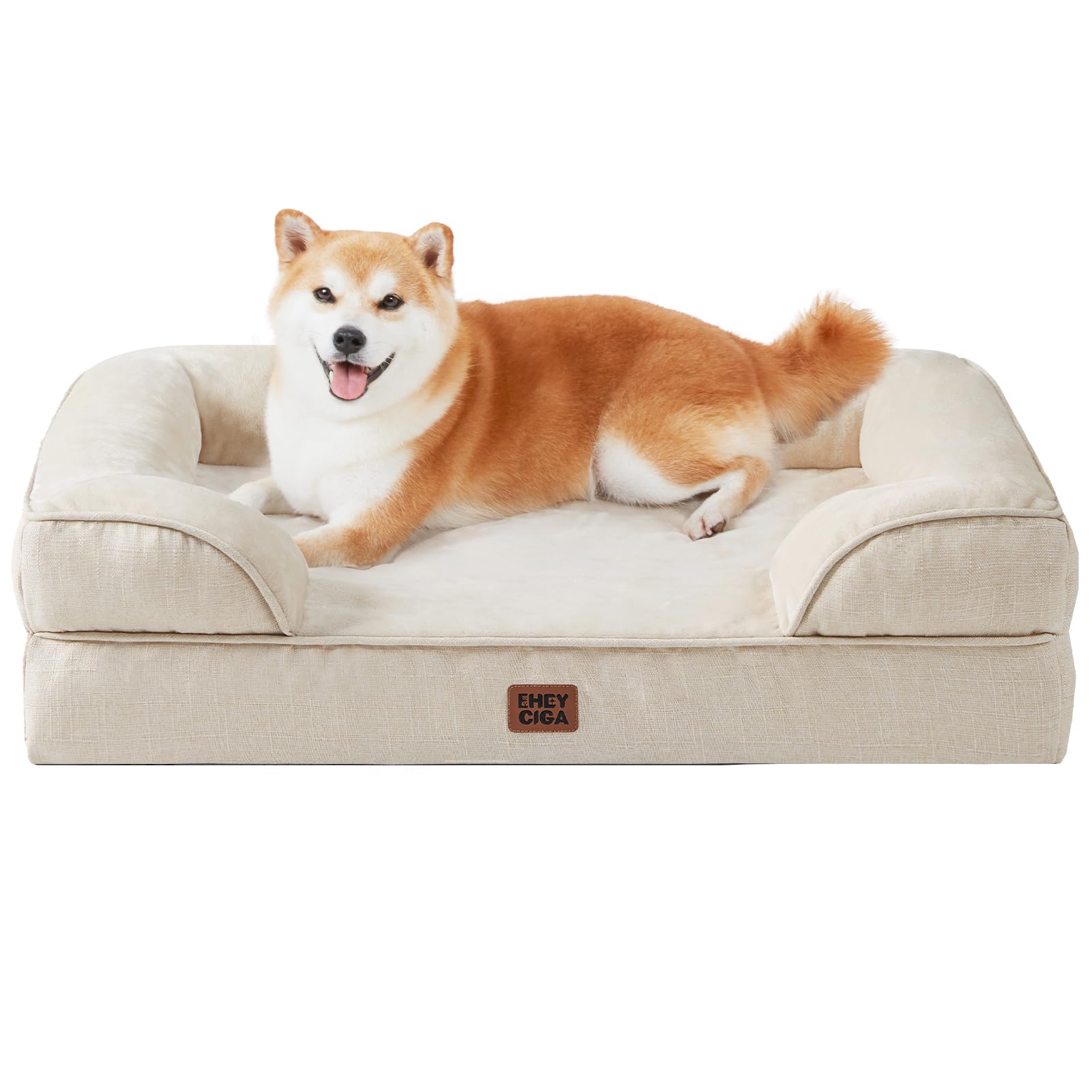 Cama ortopédica EHEYCIGA para perros grandes con espuma memoria para descanso cómodo.