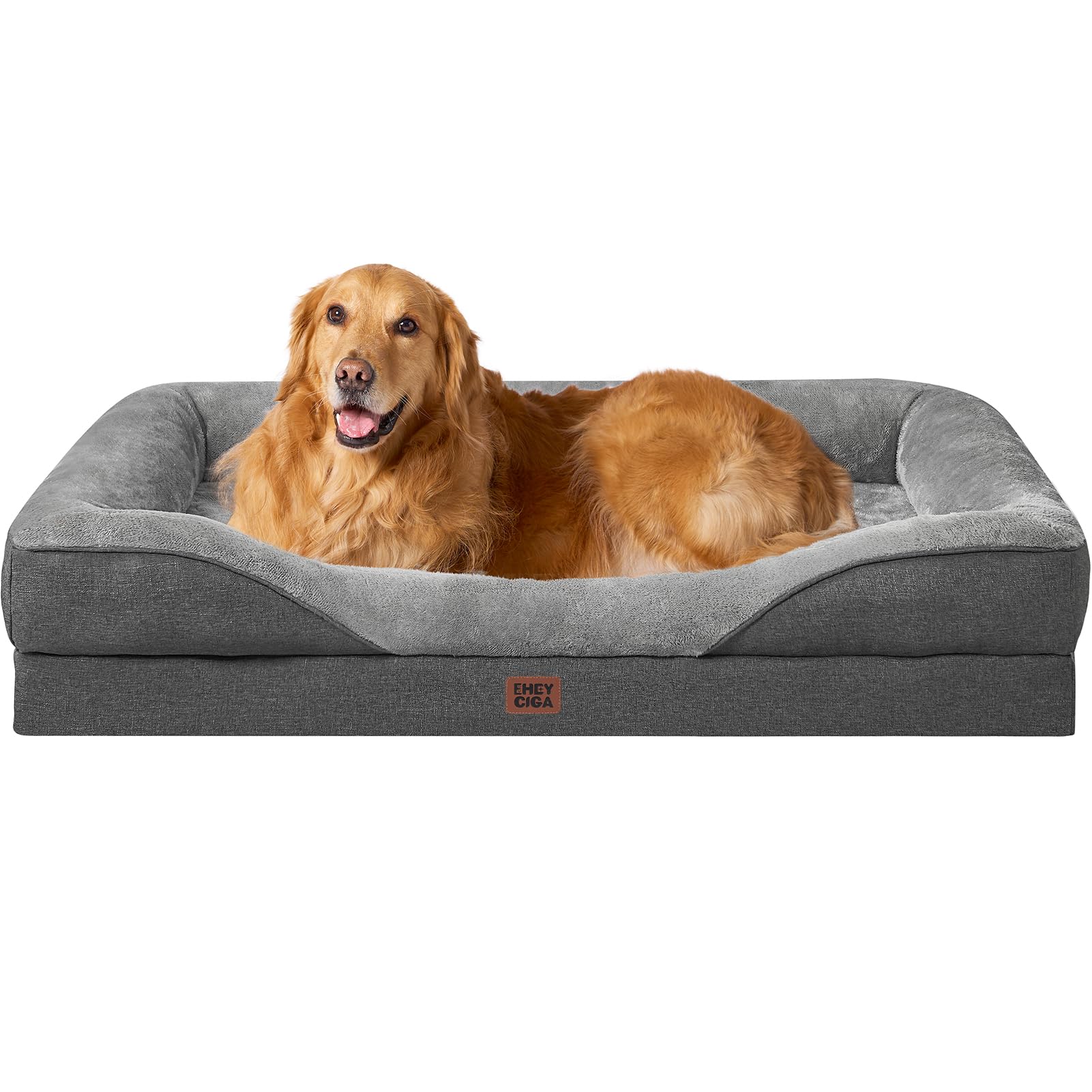 Cama ortopédica EHEYCIGA con diseño sofá y bordes acolchados para mayor confort.