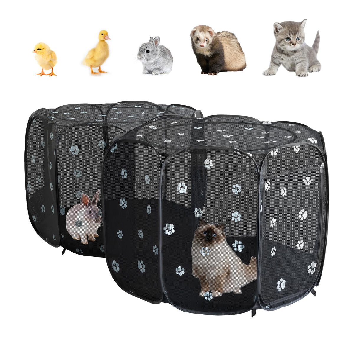 Corral EighteenTek con estructura metálica duradera para mascotas pequeñas.