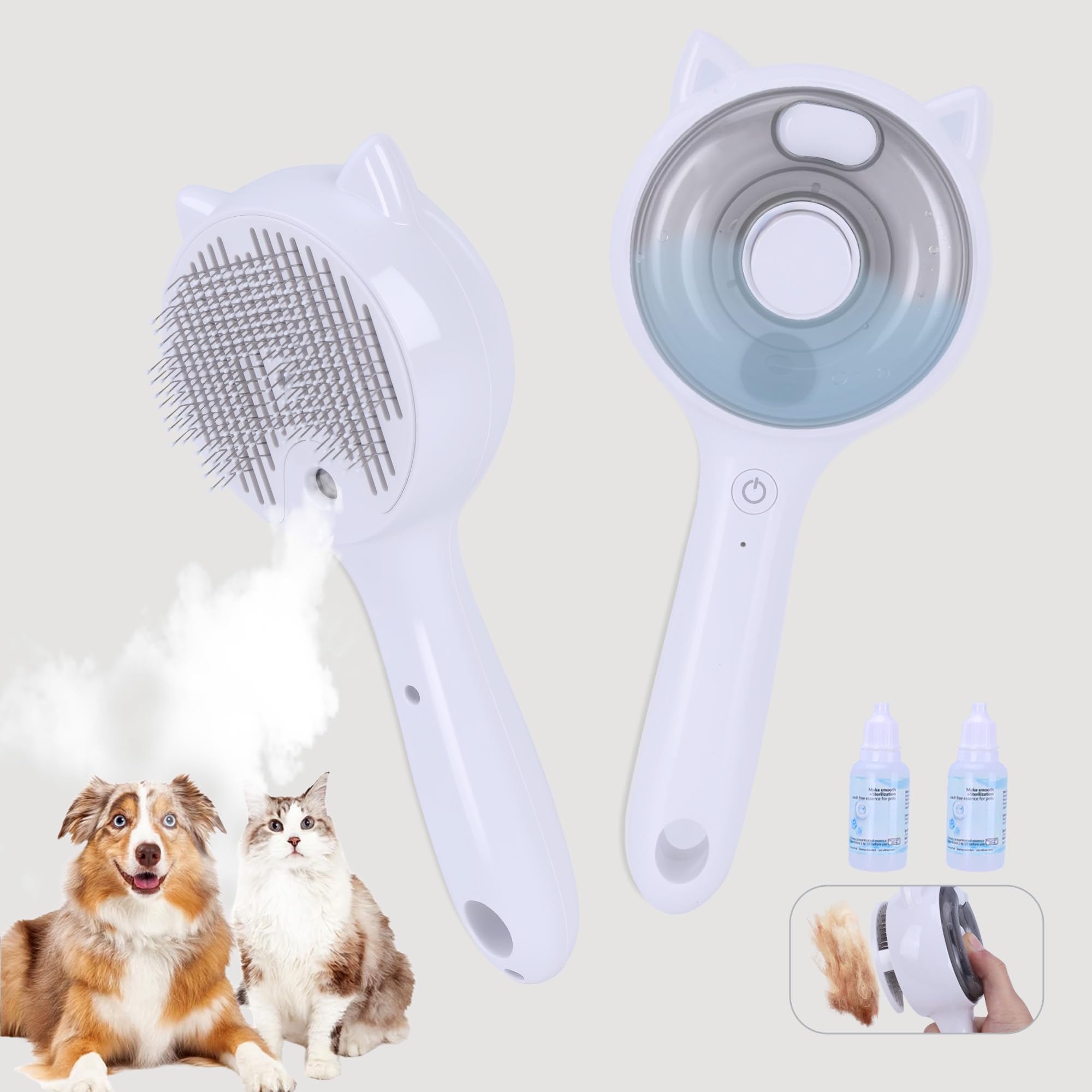 Eilimy cepillo de vapor para mascotas con cerdas suaves para cepillado cómodo