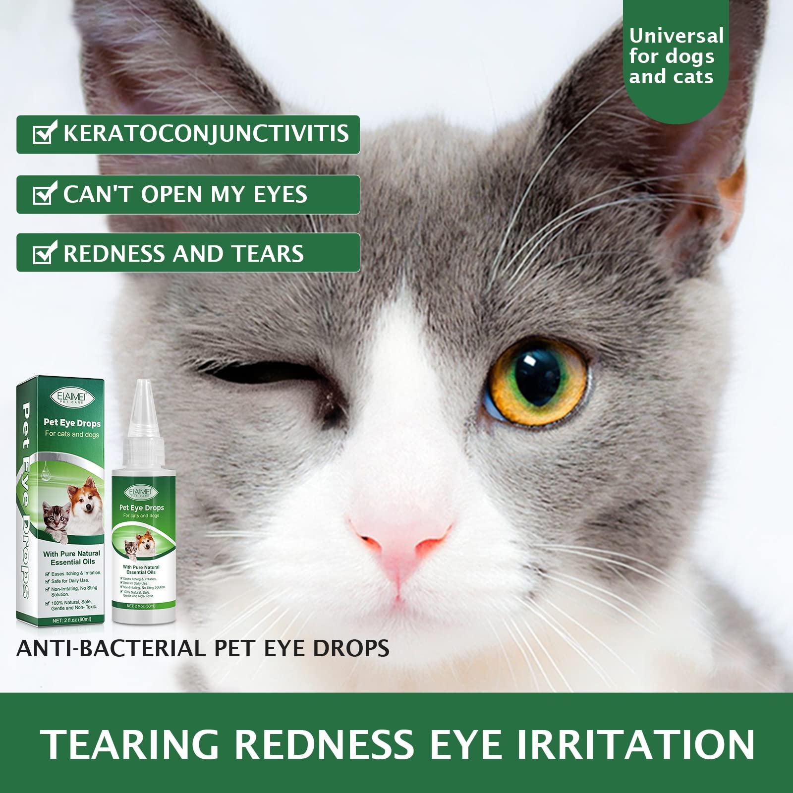 Cuidado diario de ojos para mascotas con Elaimei.