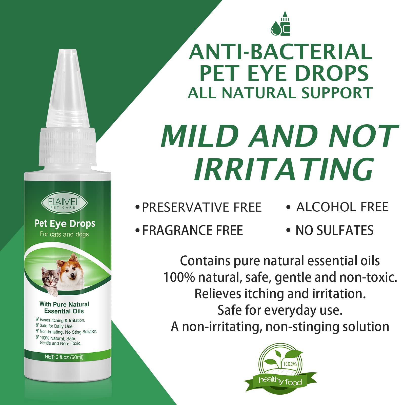 Limpieza de lágrimas con Elaimei para ojos de mascotas.
