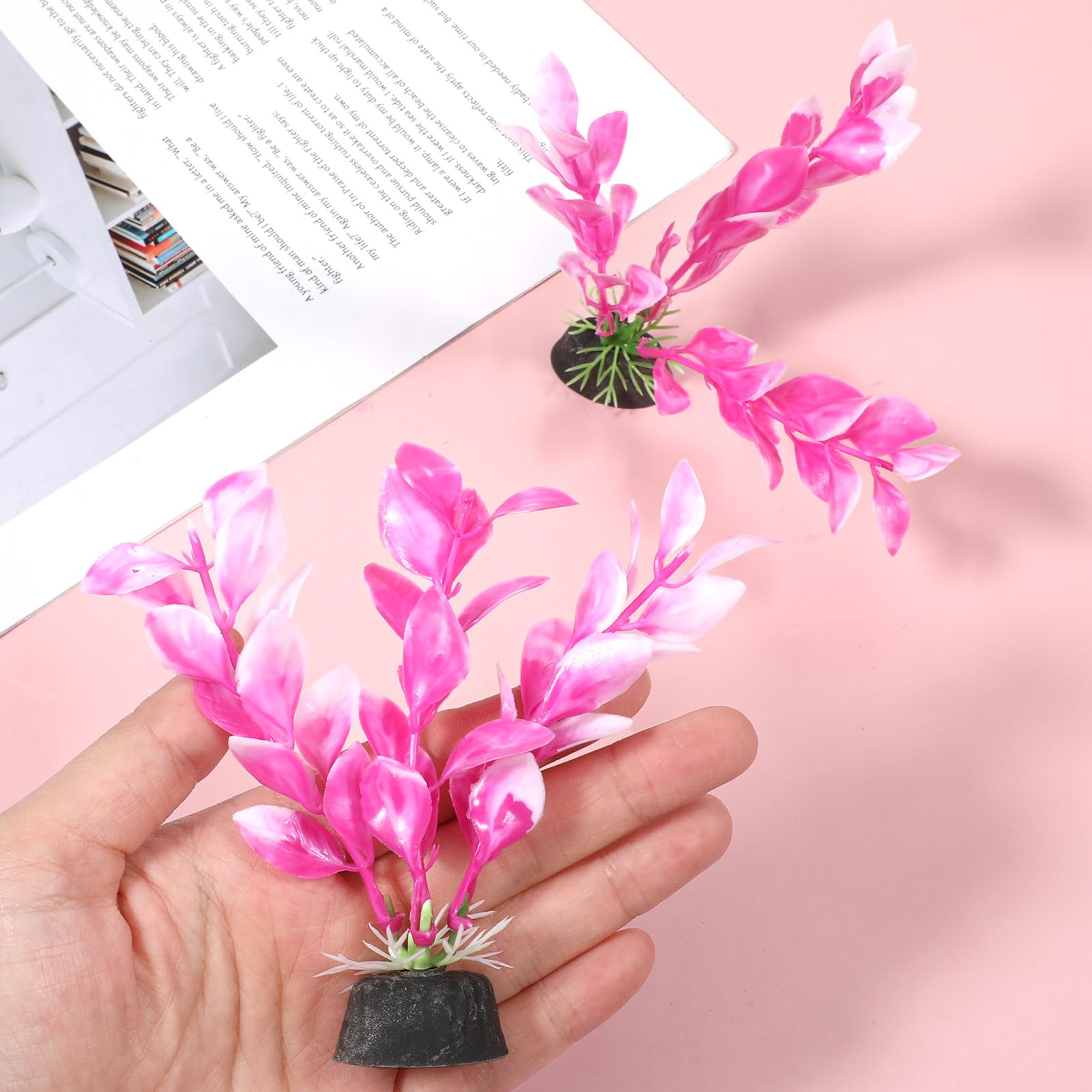 Eldraqth planta de acuario rosa, suave borde para evitar lesiones.