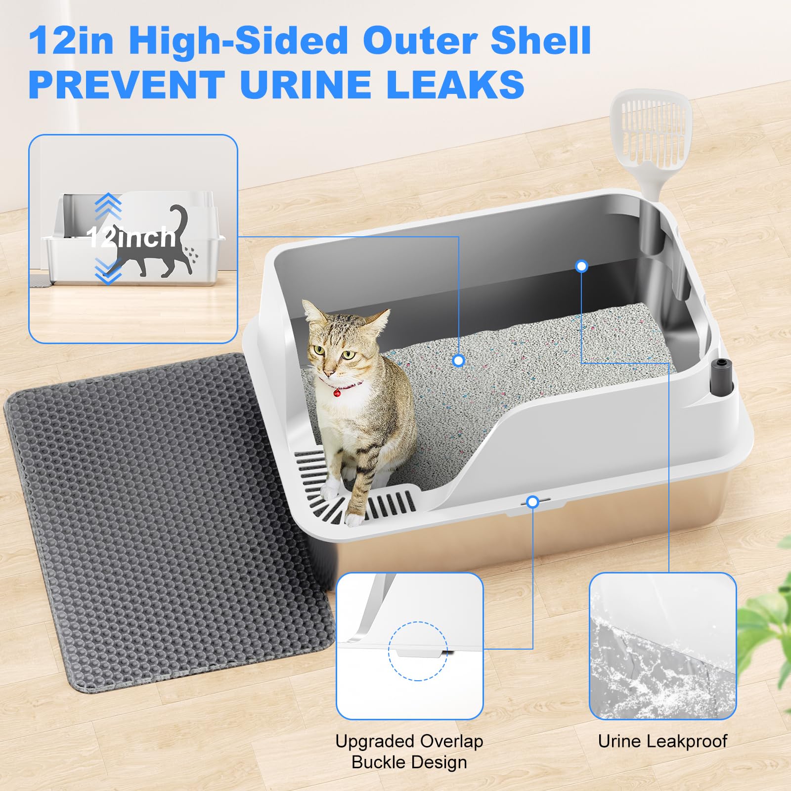 Ellenpent caja de arena XL con dimensiones amplias para movimiento cómodo.