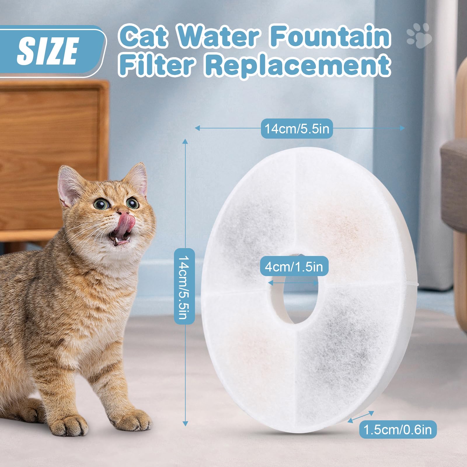 Conjunto de filtros para Catit Flower Fountain, purifica el agua y reduce olores.