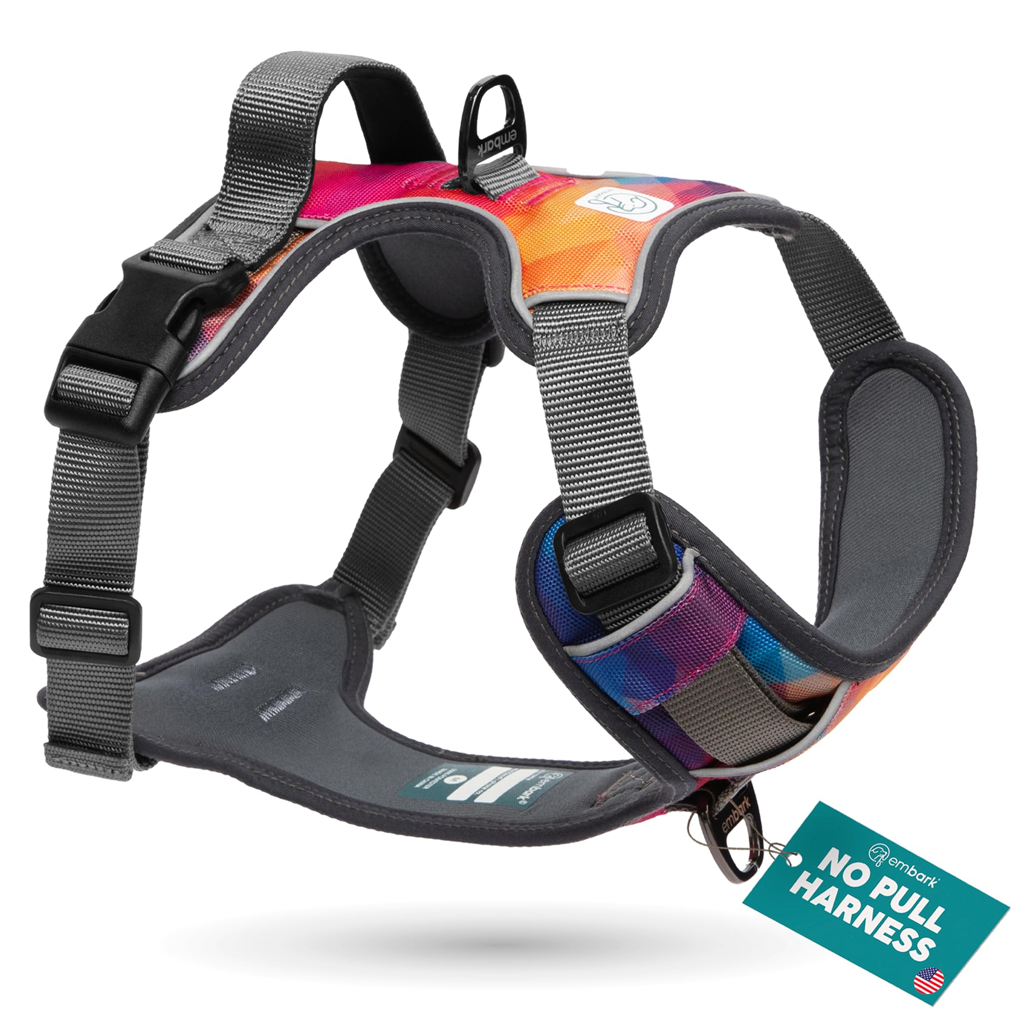 Arnés Embark Pets para perros grandes con enganche frontal para paseos sin tirones.