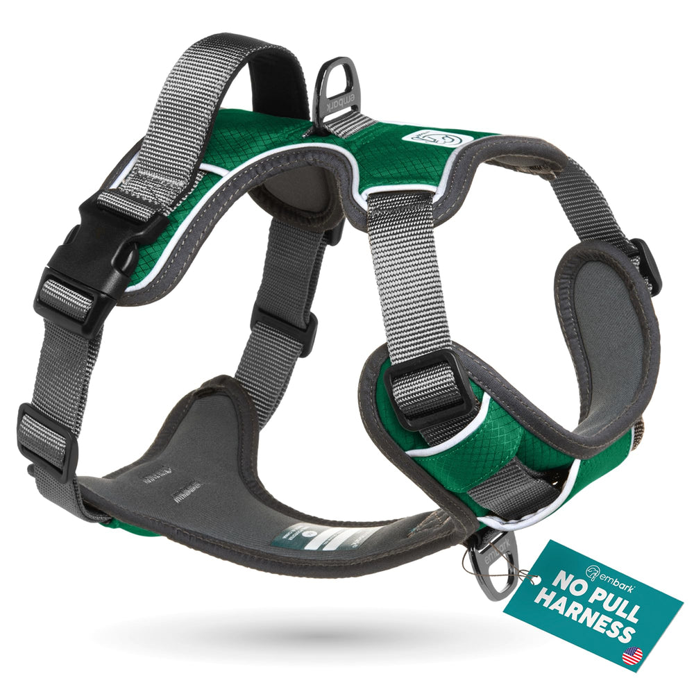 Arnés Embark Pets para perro mediano con gancho frontal para entrenamiento sin tirones.