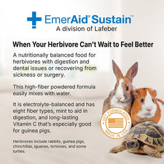 Etiqueta de EMERAID Sustain Herbivore muestra ingredientes y beneficios para la salud.