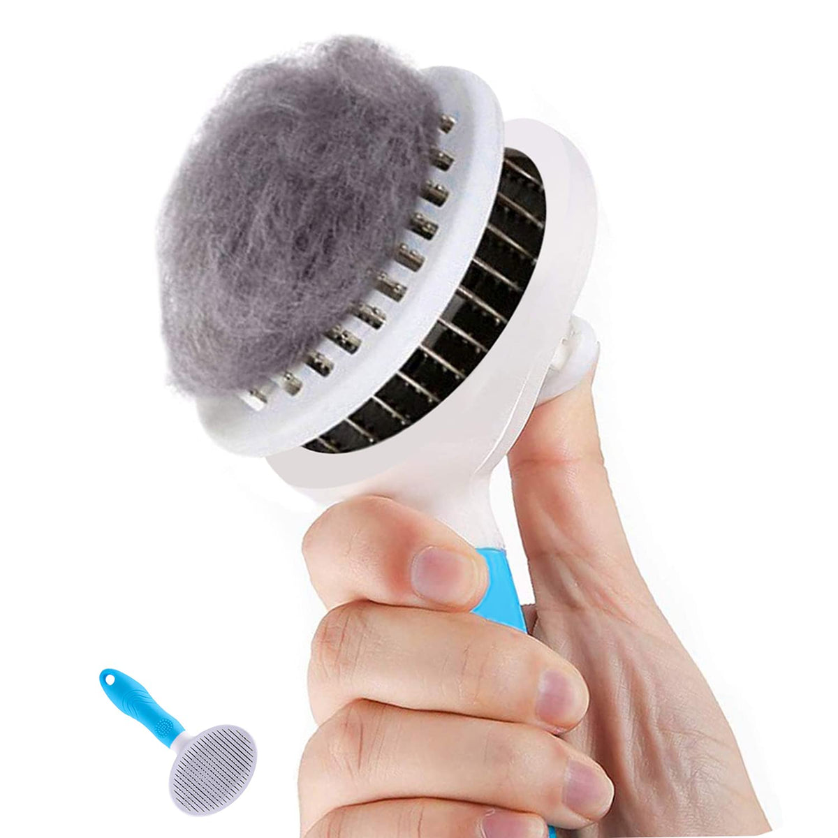 Cepillo deslanado de eMMiuss visto de frente, elimina pelo suelto sin irritar la piel.