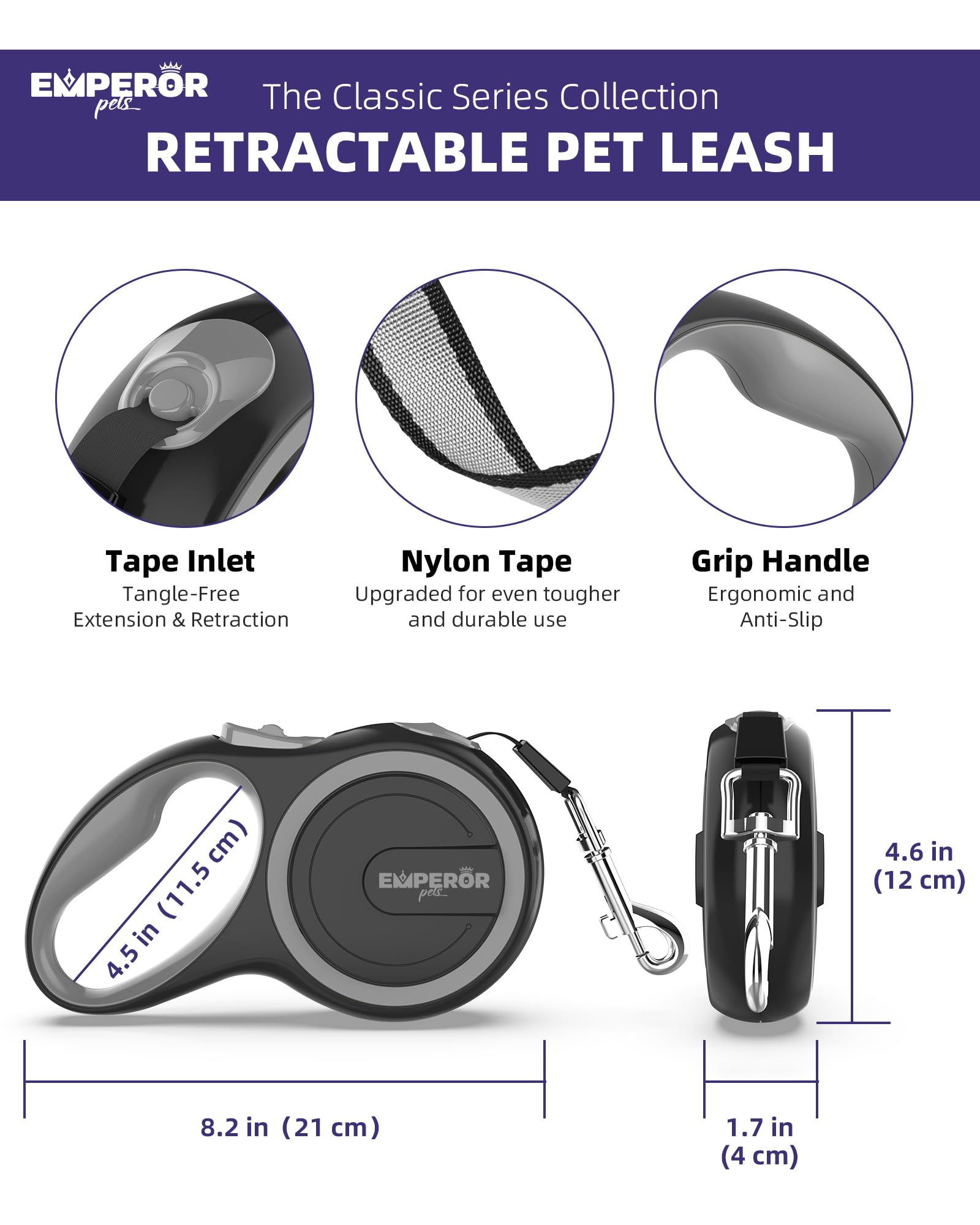 Emperor Pets manija antideslizante para control cómodo durante paseos