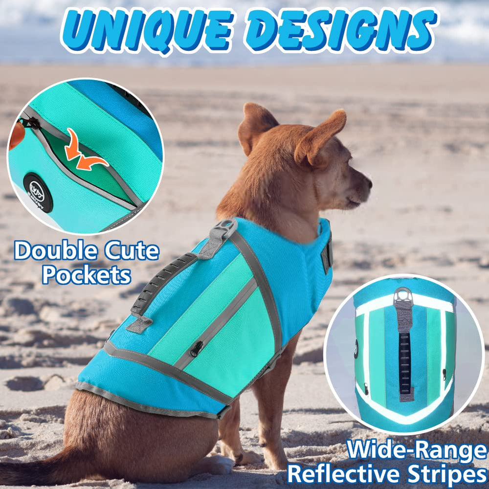 EMUST chaleco salvavidas para perros azul con bolsillos para premios