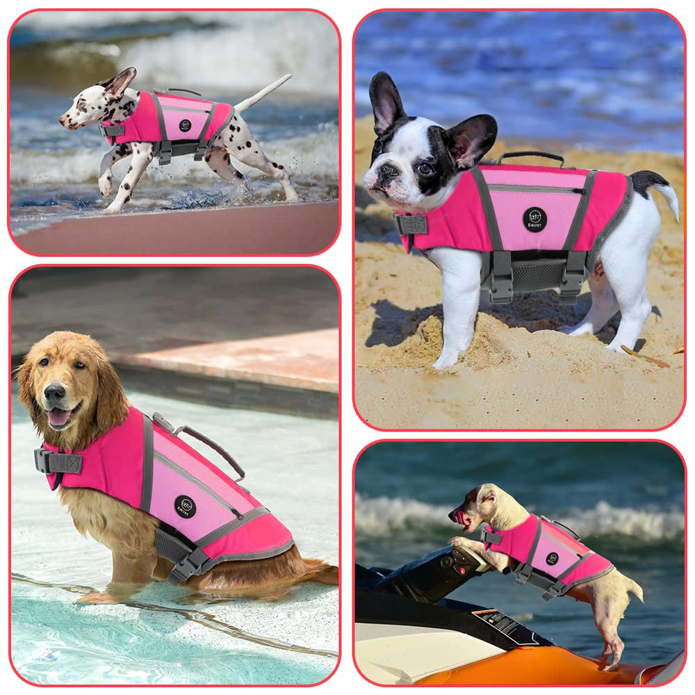 EMUST chaleco para perro rosa, anilla en D para correa durante salidas acuáticas.