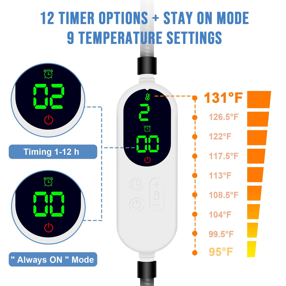 ENJOY PET, temporizador de 13 niveles y modo siempre encendido para conveniencia.