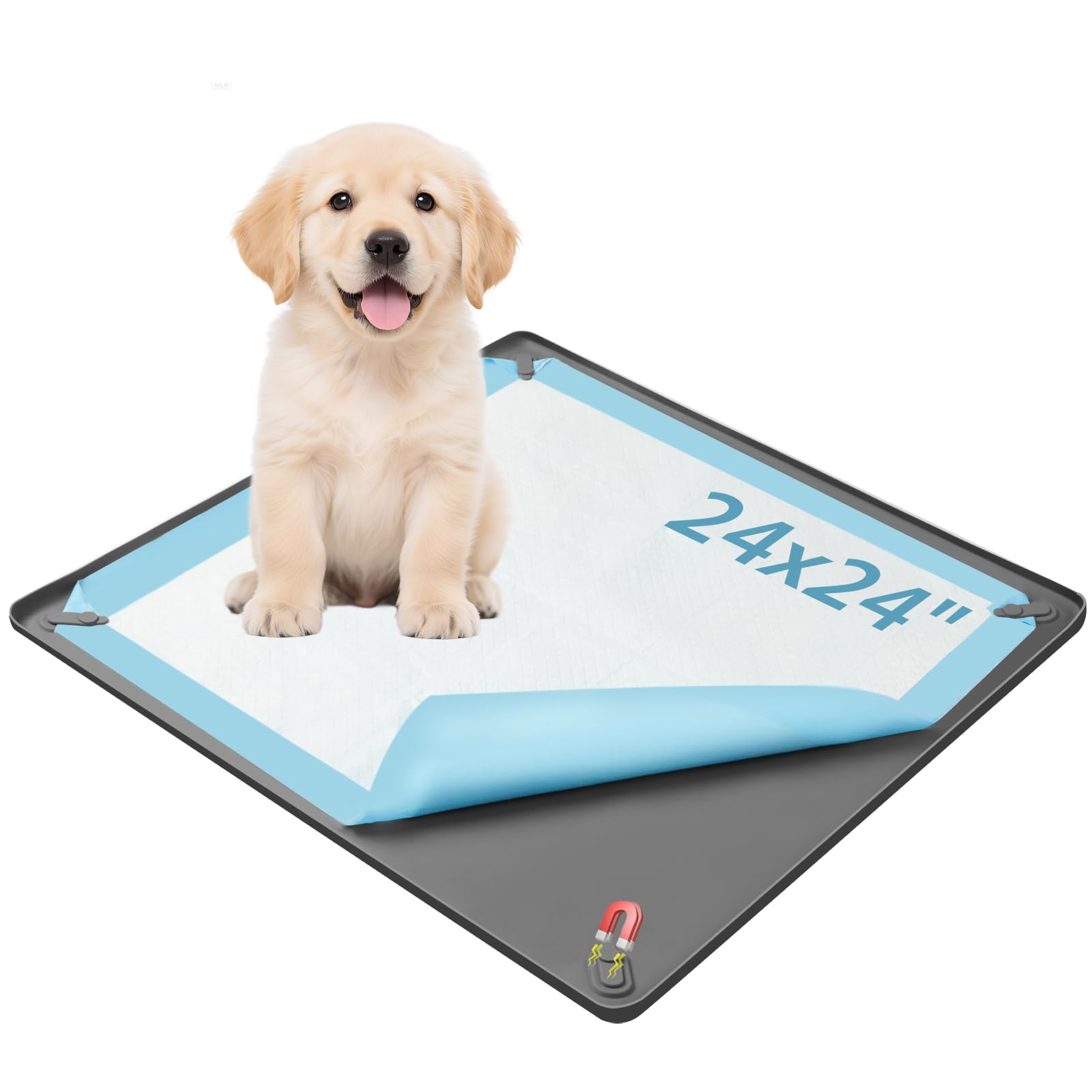 Enskatec bandeja para almohadillas de perro 24x24 con clips magnéticos para mayor seguridad.