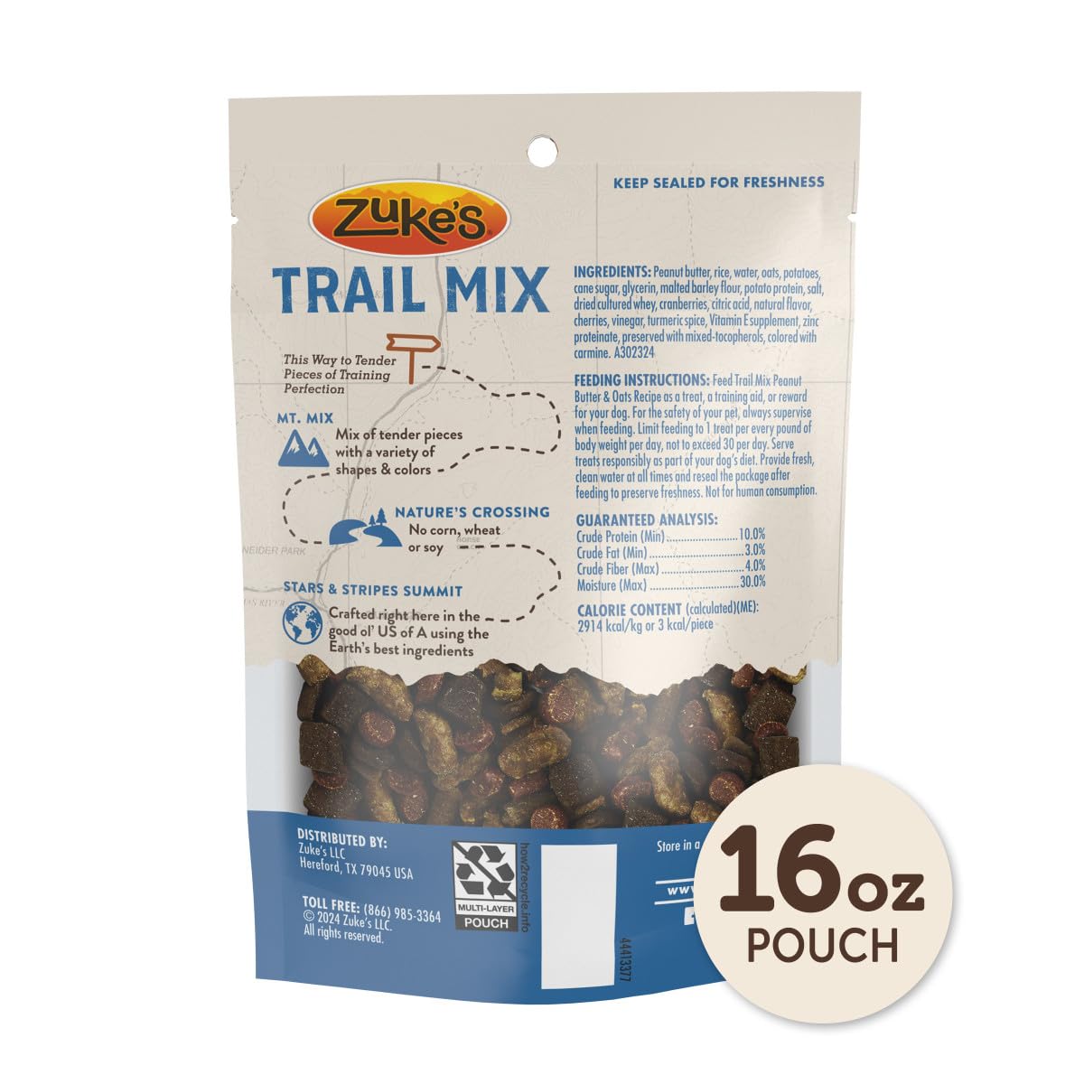 Uso ideal para entrenamientos diarios con Zuke’s Trail Mix.