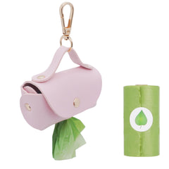 ENWIQUE porta-bolsas cuero rosa, accesorio elegante para paseos de perro.