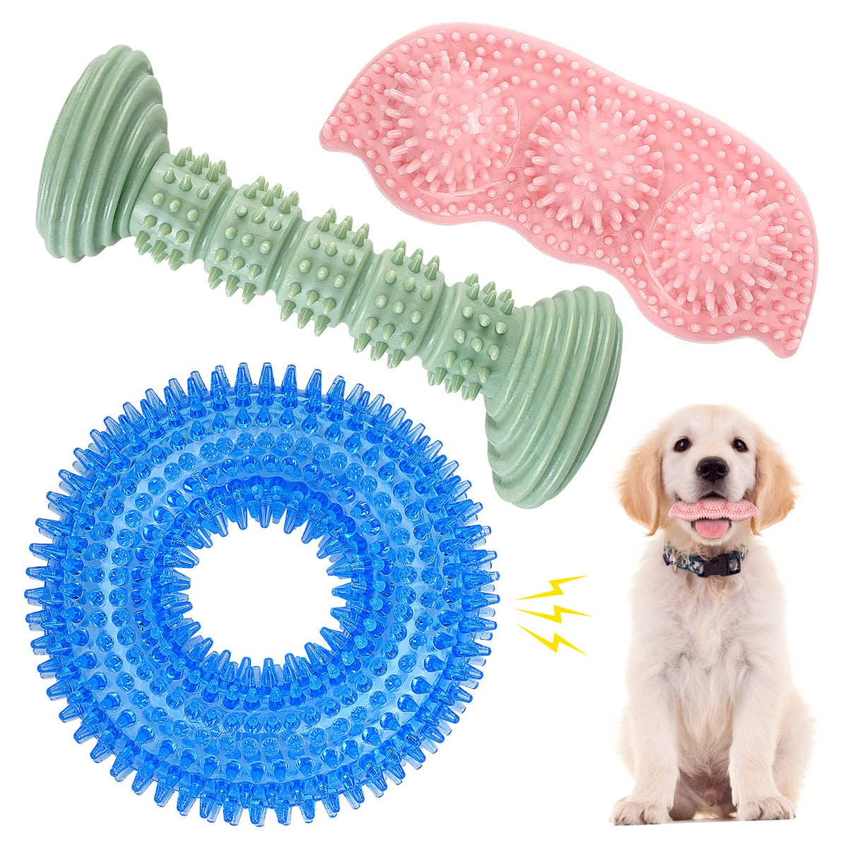 ENZZROA donuts sonoros para cachorros, juego seguro y dentición suave.