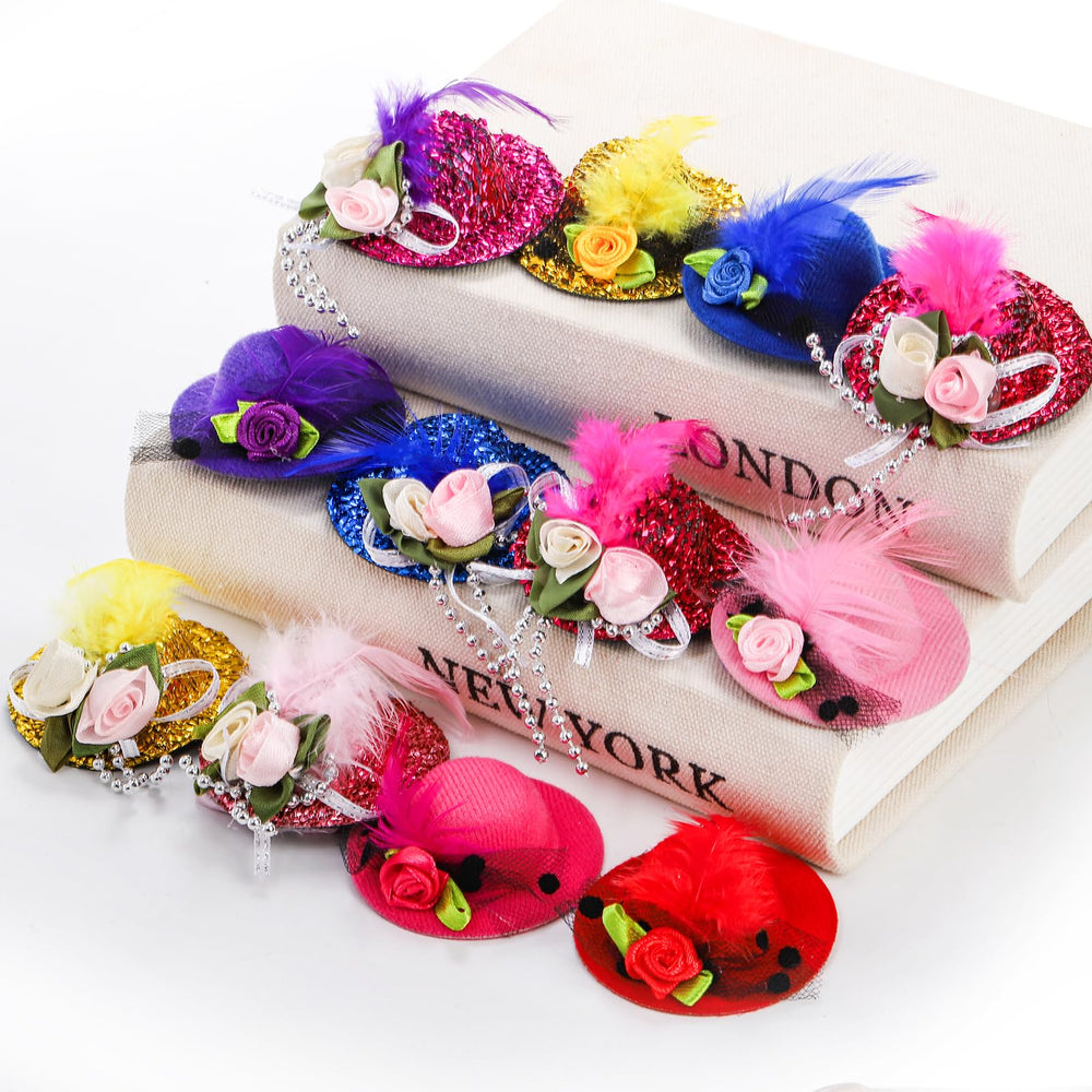 Eorbow sombrerito con pluma rosa y lazo diseño para fotos