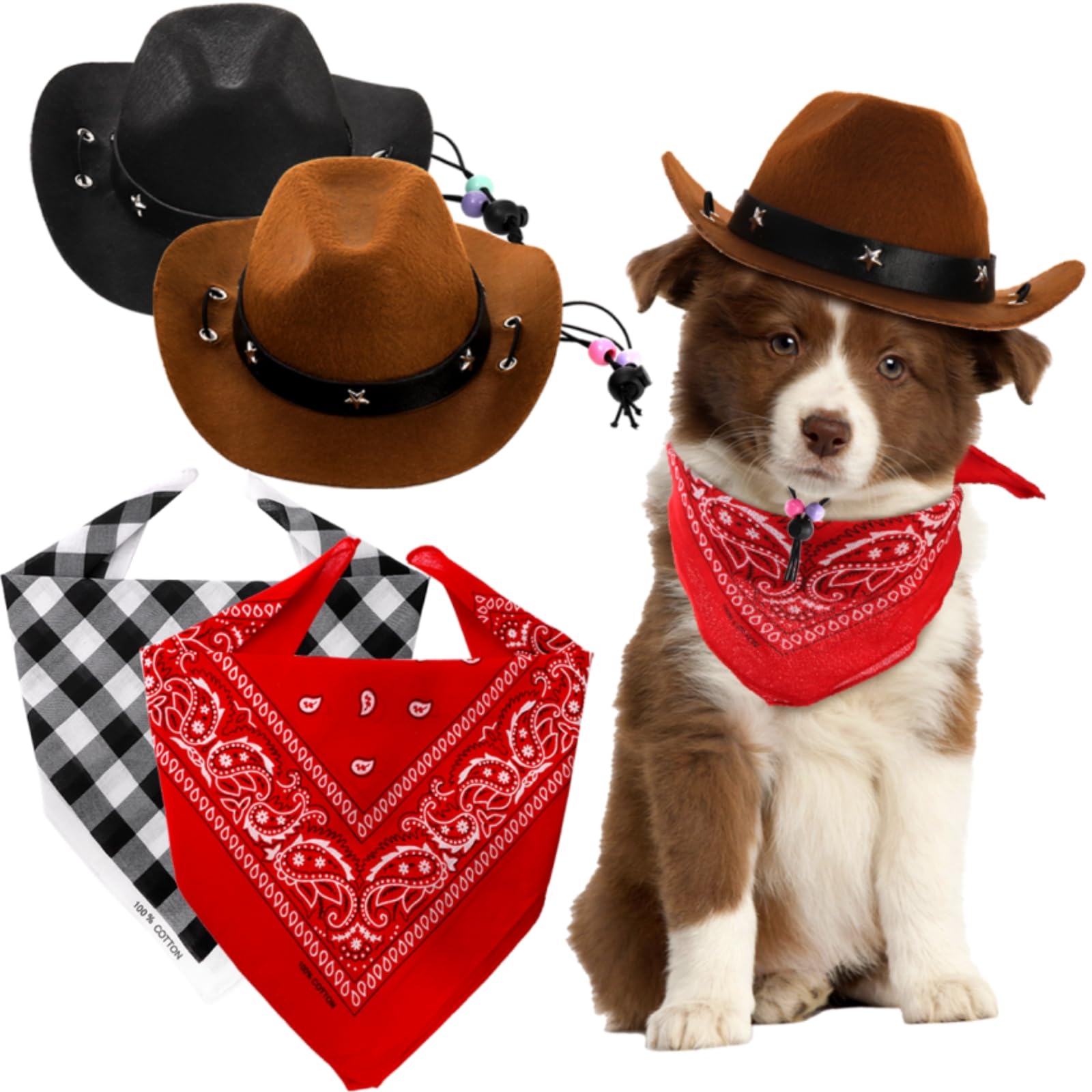 sombrero vaquero de eorbow para mascotas con ajuste cómodo