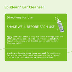 Remoción de residuos en orejas con EpiKlean para higiene diaria.