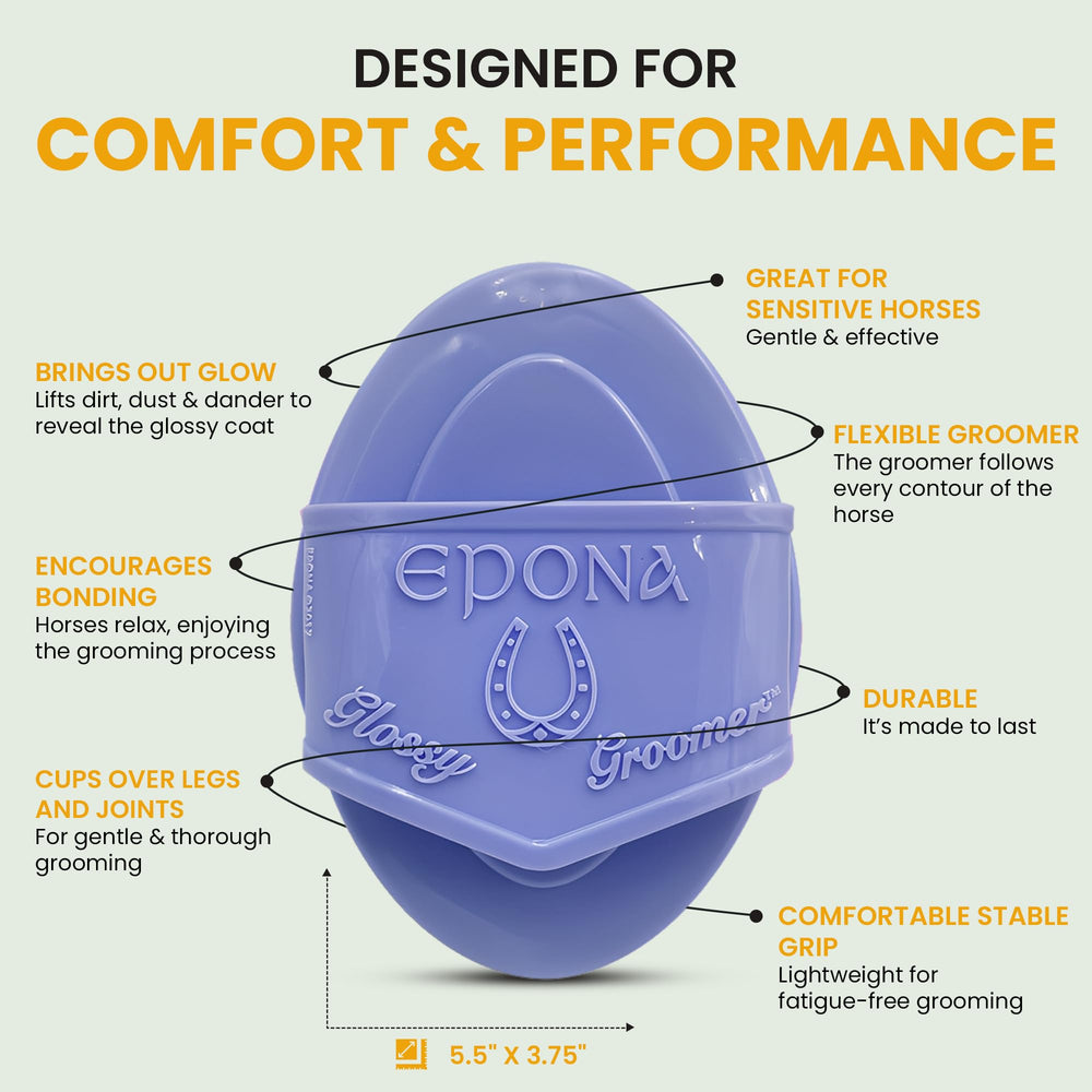 Epona Cepillo flexible con agarre ergonómico seguro para sesiones largas de aseo equino