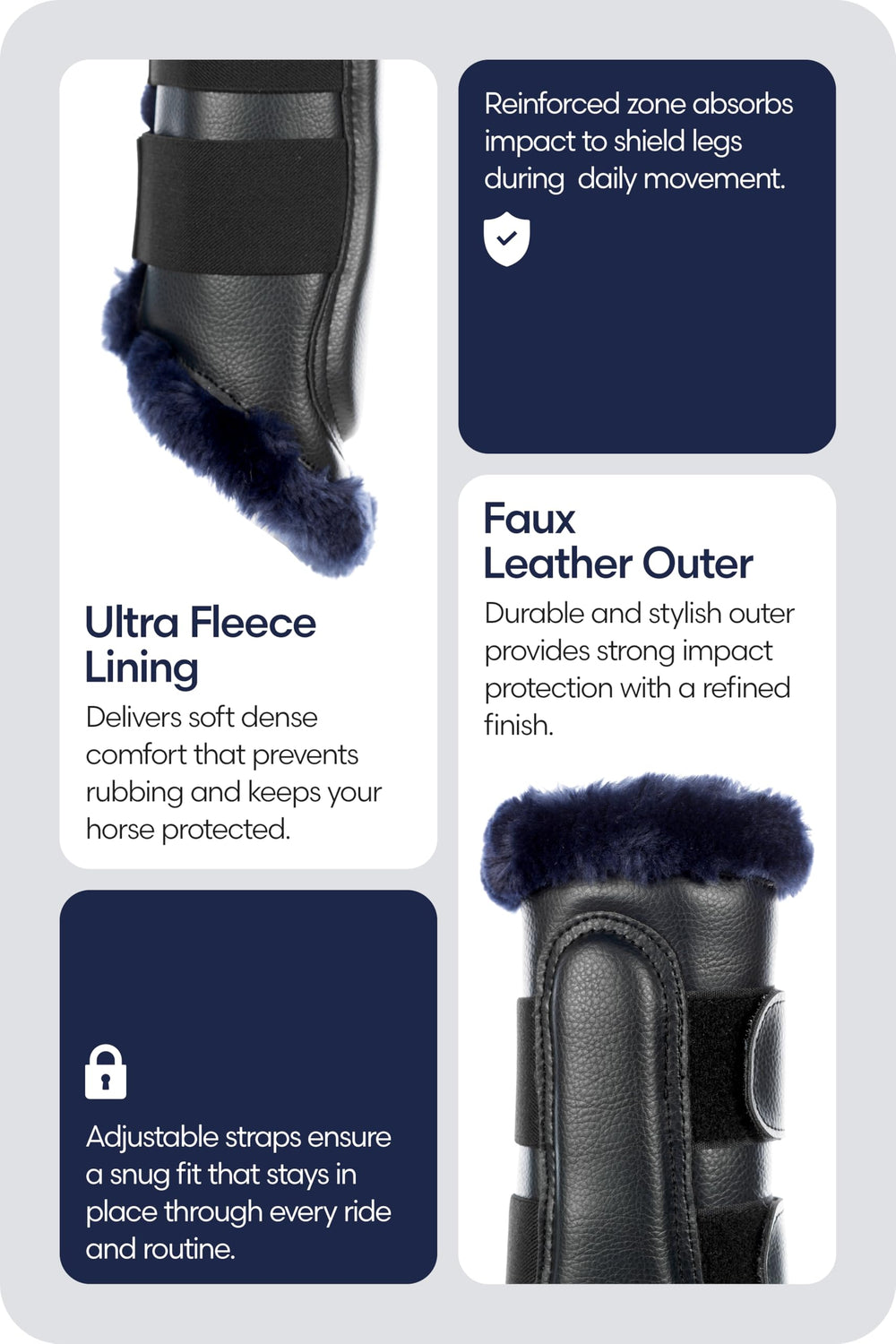 Equinavia Vali Ultra Fleece Brushing Boots: se venden en pares para conveniencia en el establo.