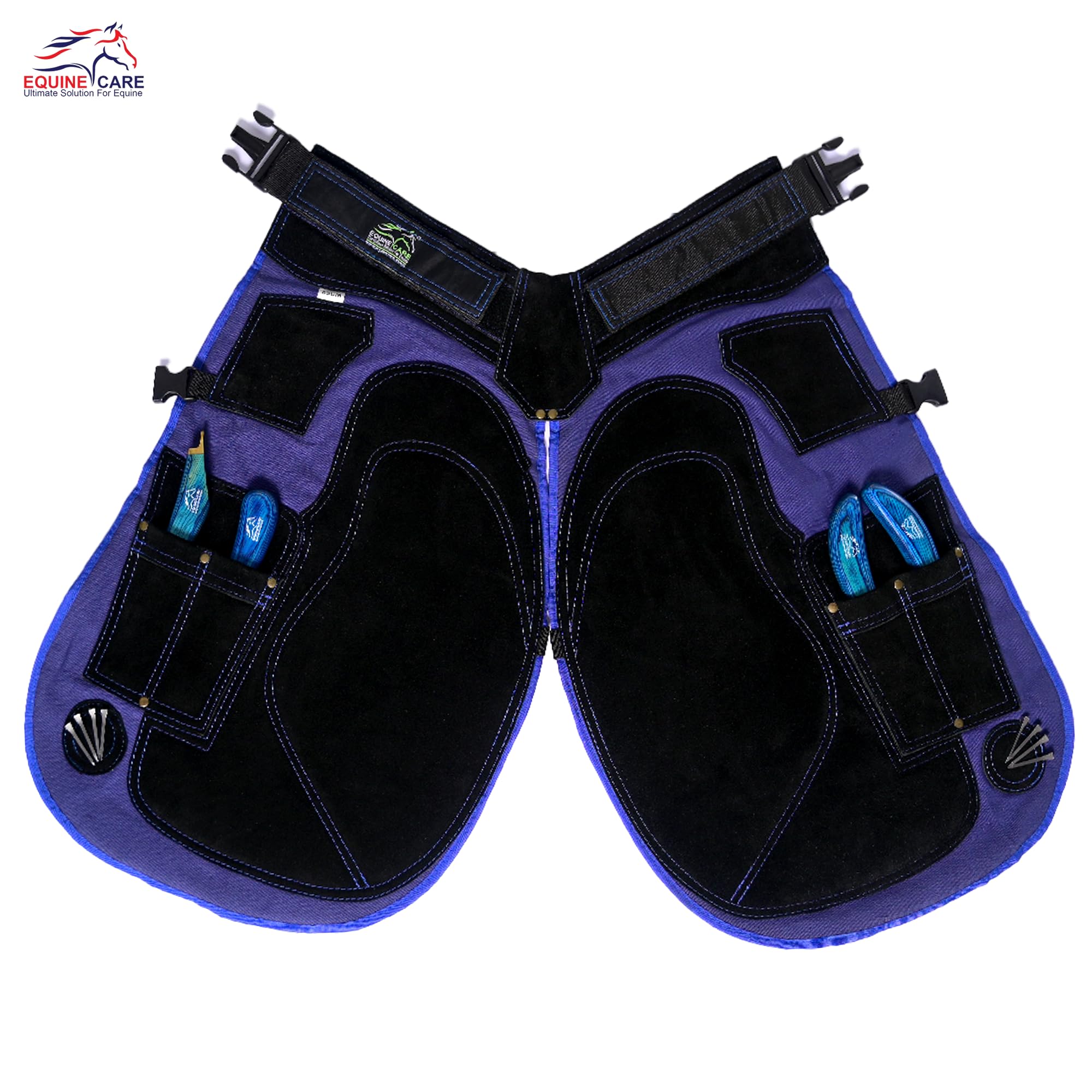 Equine Care delantal herrador con soporte ergonómico de espuma para muslo y espalda.