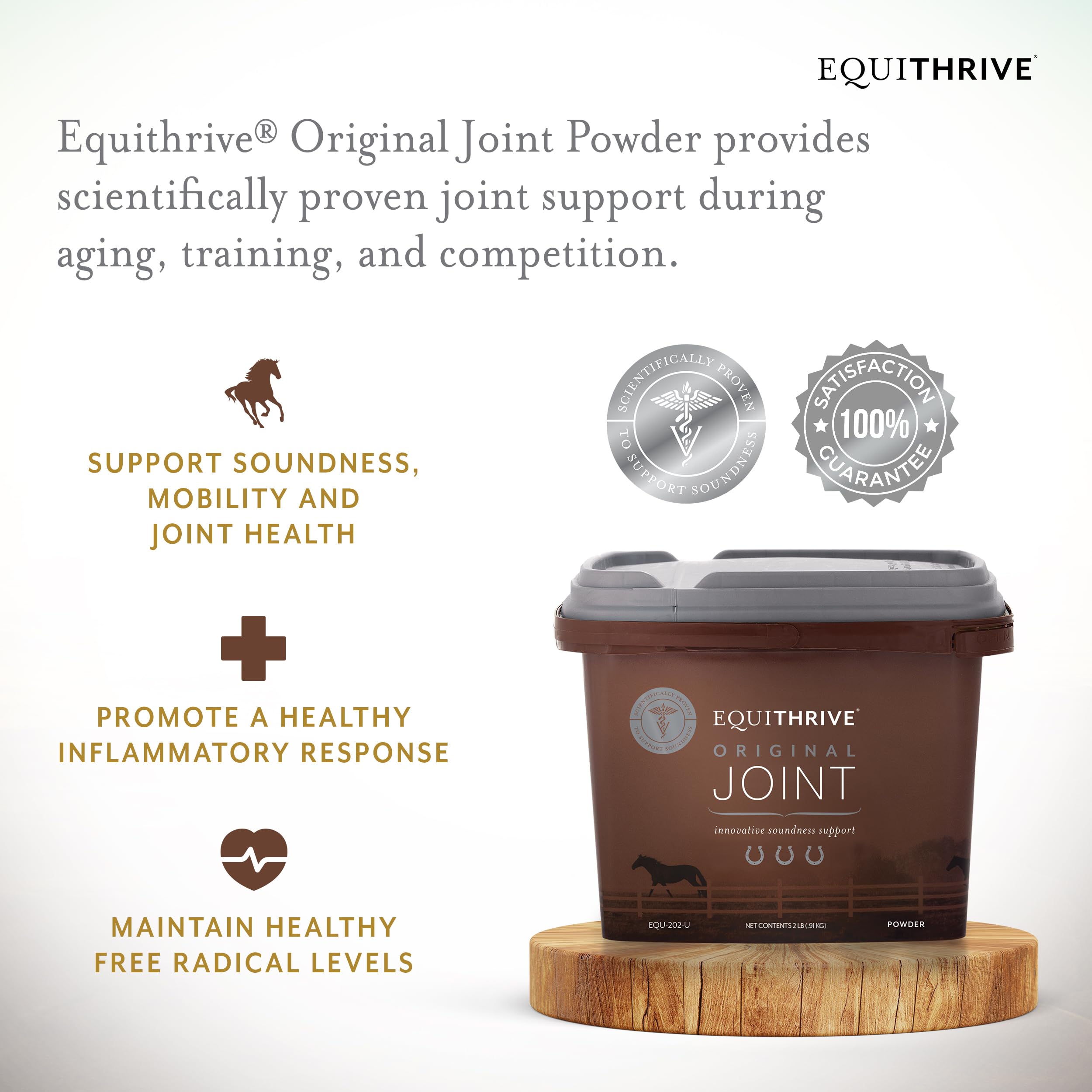 Equithrive Original, polvo de ácido hialurónico para soporte articular en caballos
