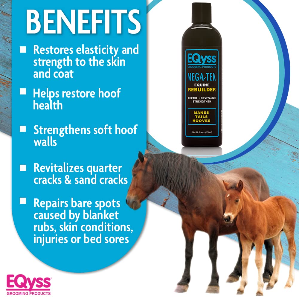Eqyss Mega-Tek reduce roturas del pelo en melenas y colas para un aspecto más completo.