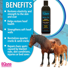 Eqyss Mega-Tek reduce roturas del pelo en melenas y colas para un aspecto más completo.