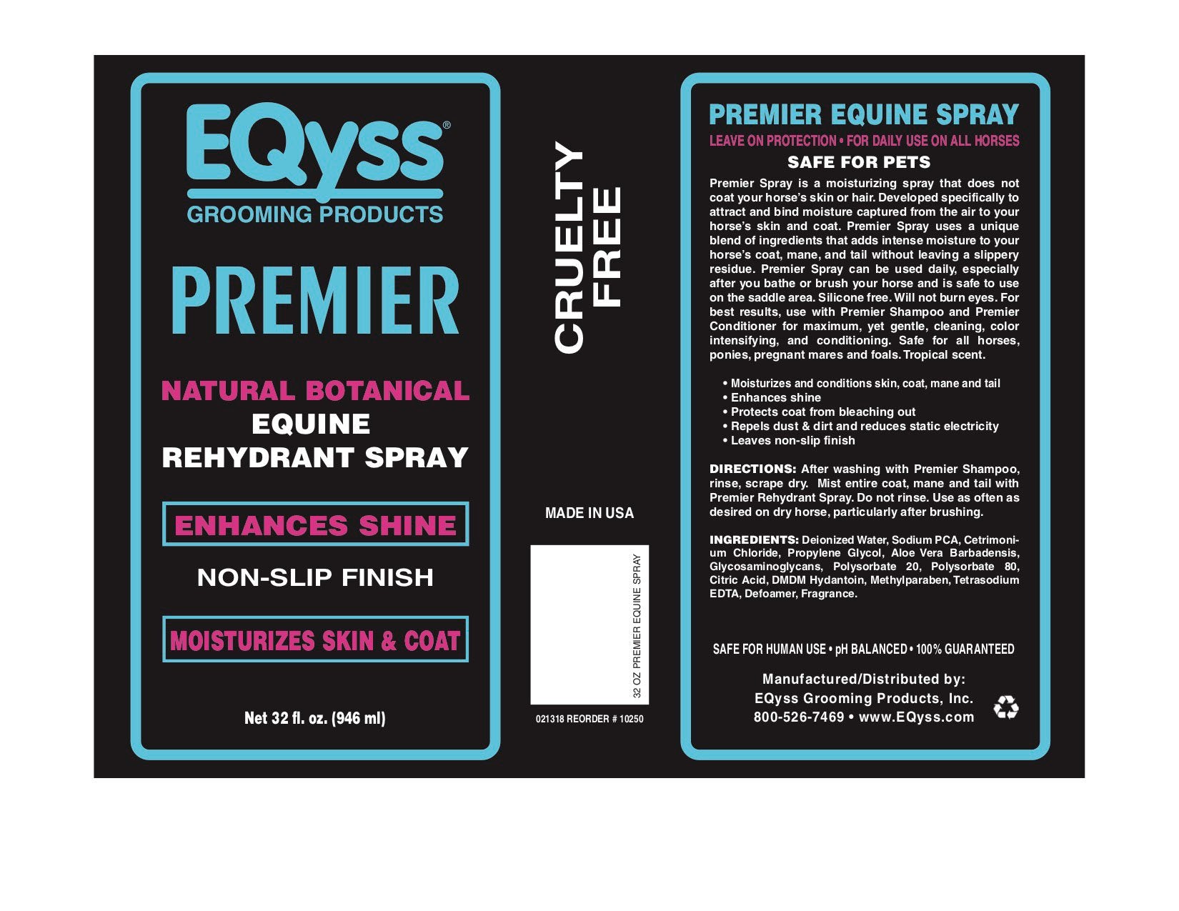 Eqyss Premier Equine Spray Hecho en EE. UU. garantiza calidad diaria