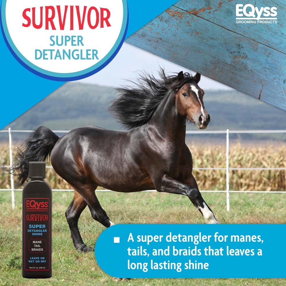 Eqyss Survivor Desenredante, aplicación en crin para brillo ligero.