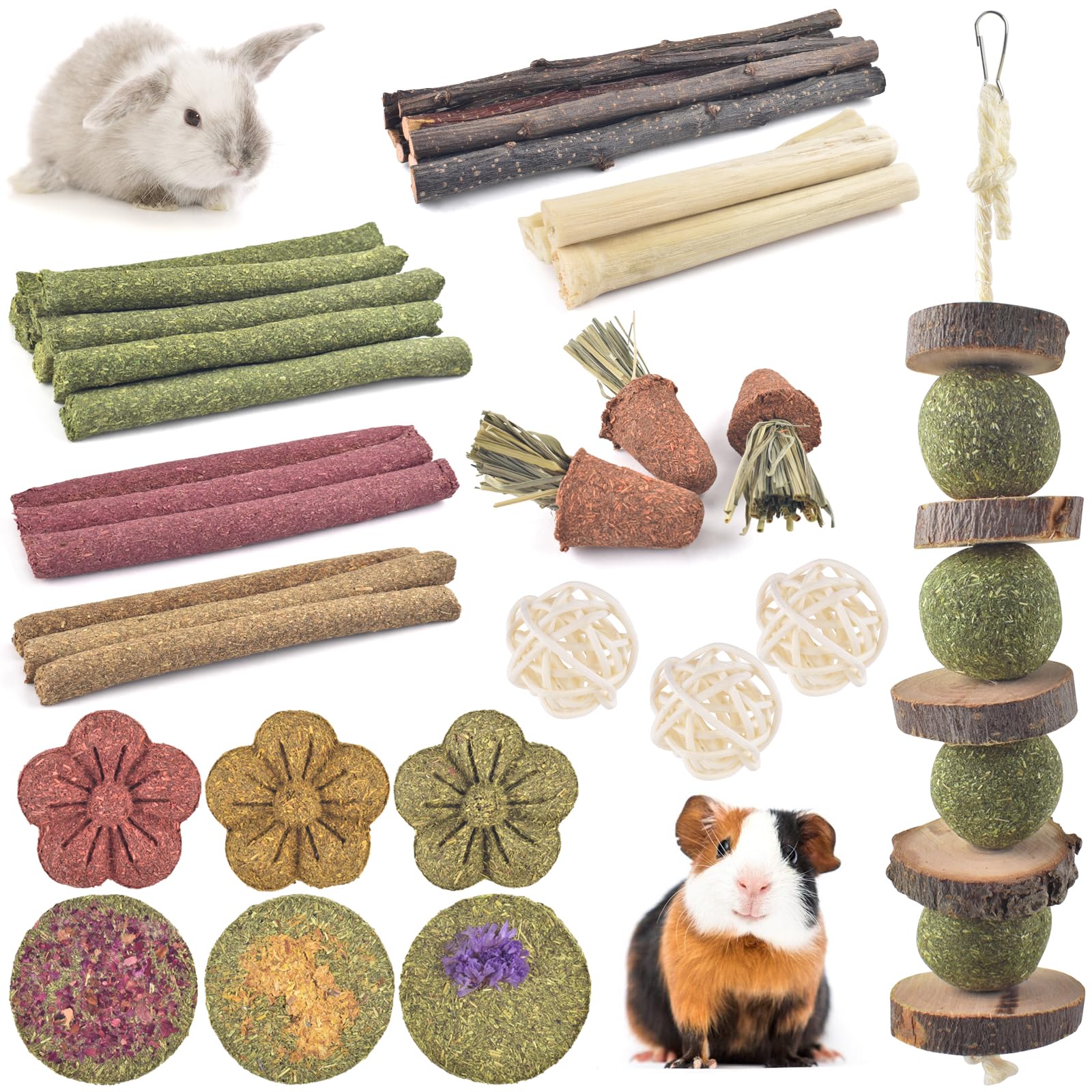 ERKOON Juguetes para conejos: conjunto de masticación y exploración.