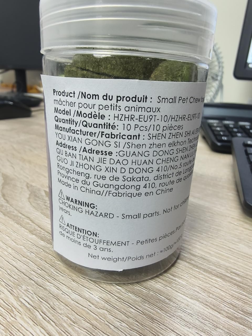 ERKOON snack masticable para cobaya, estimula la masticación y la curiosidad.