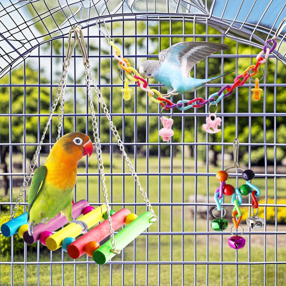 ESRISE columpio para aves 2: juego activo y percha estable para aves pequeñas.