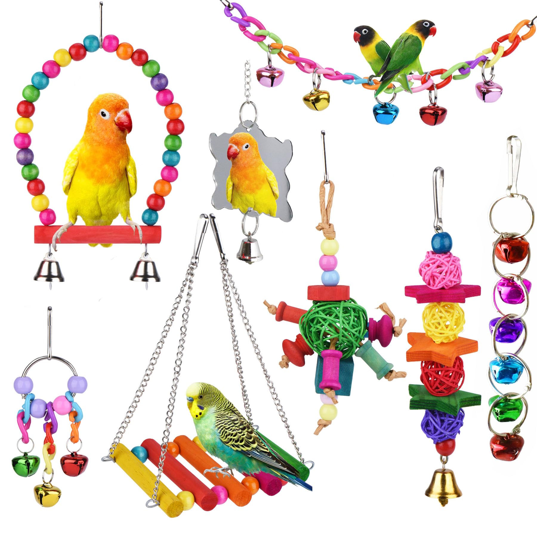 ESRISE campana colgante para aves; estimula juego y exploración segura.