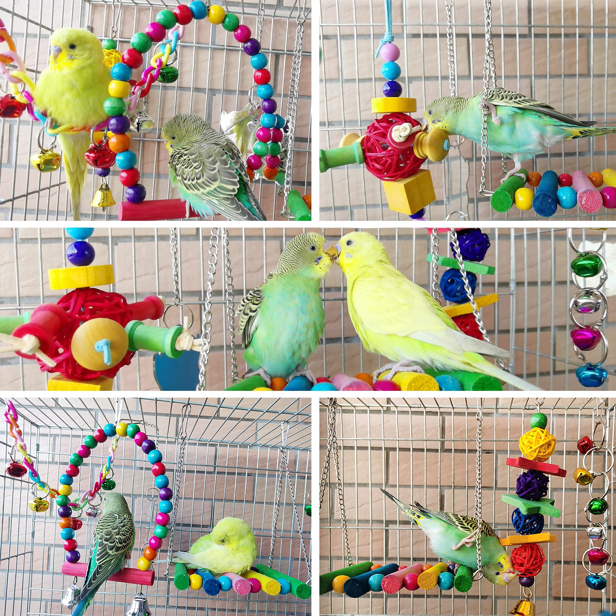 ESRISE set de juguetes variados para aves; experiencia sensorial diversa.
