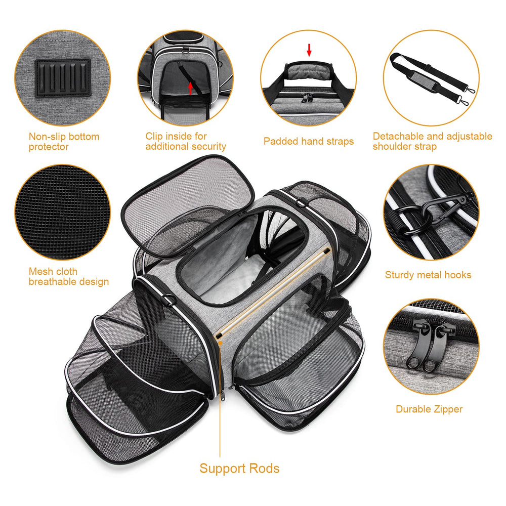 ESTARER Transportin con almohadilla de fleece lavable para mayor comodidad.